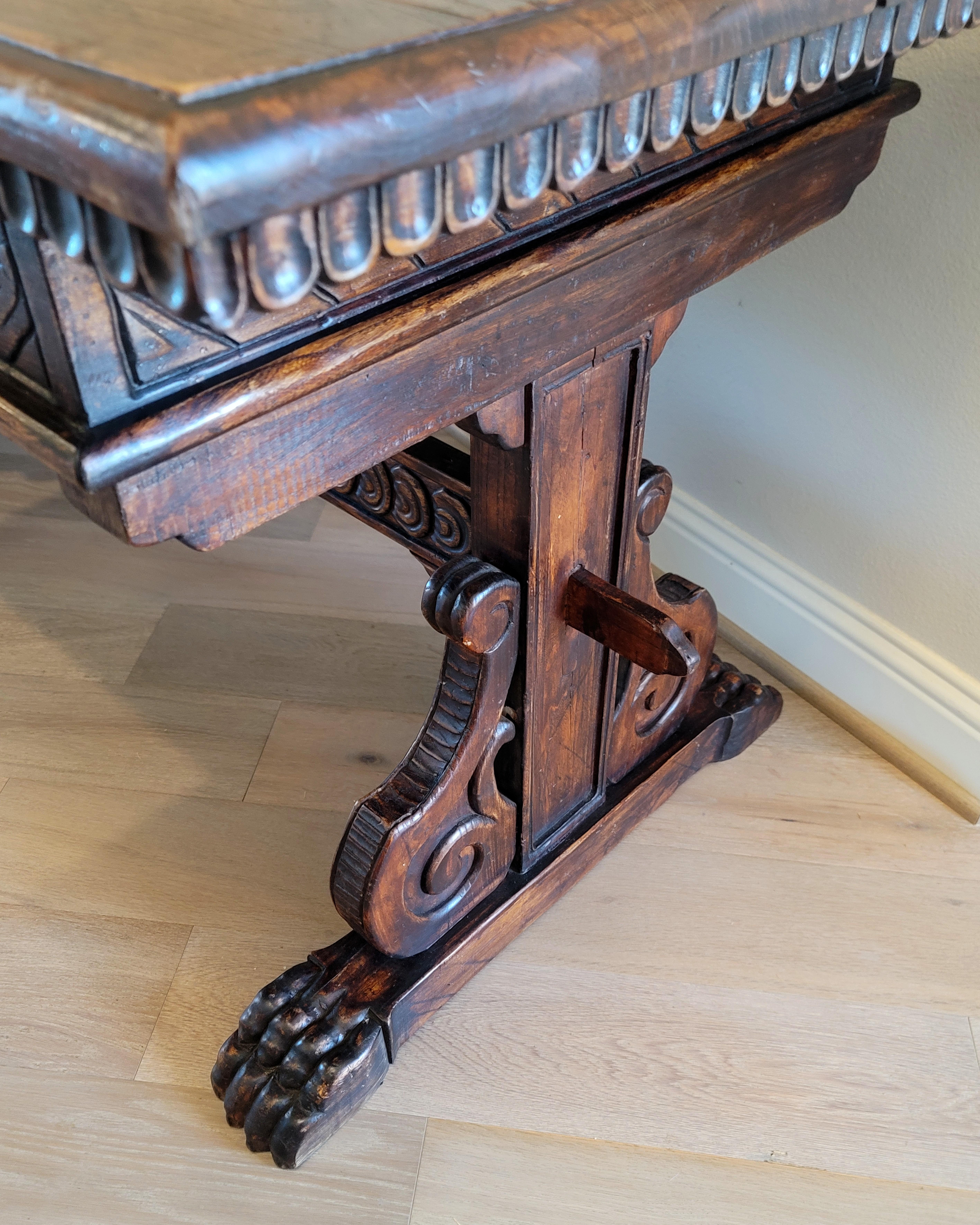 19th Century Portuguese Renaissance Revival Trestle Table For Sale 5