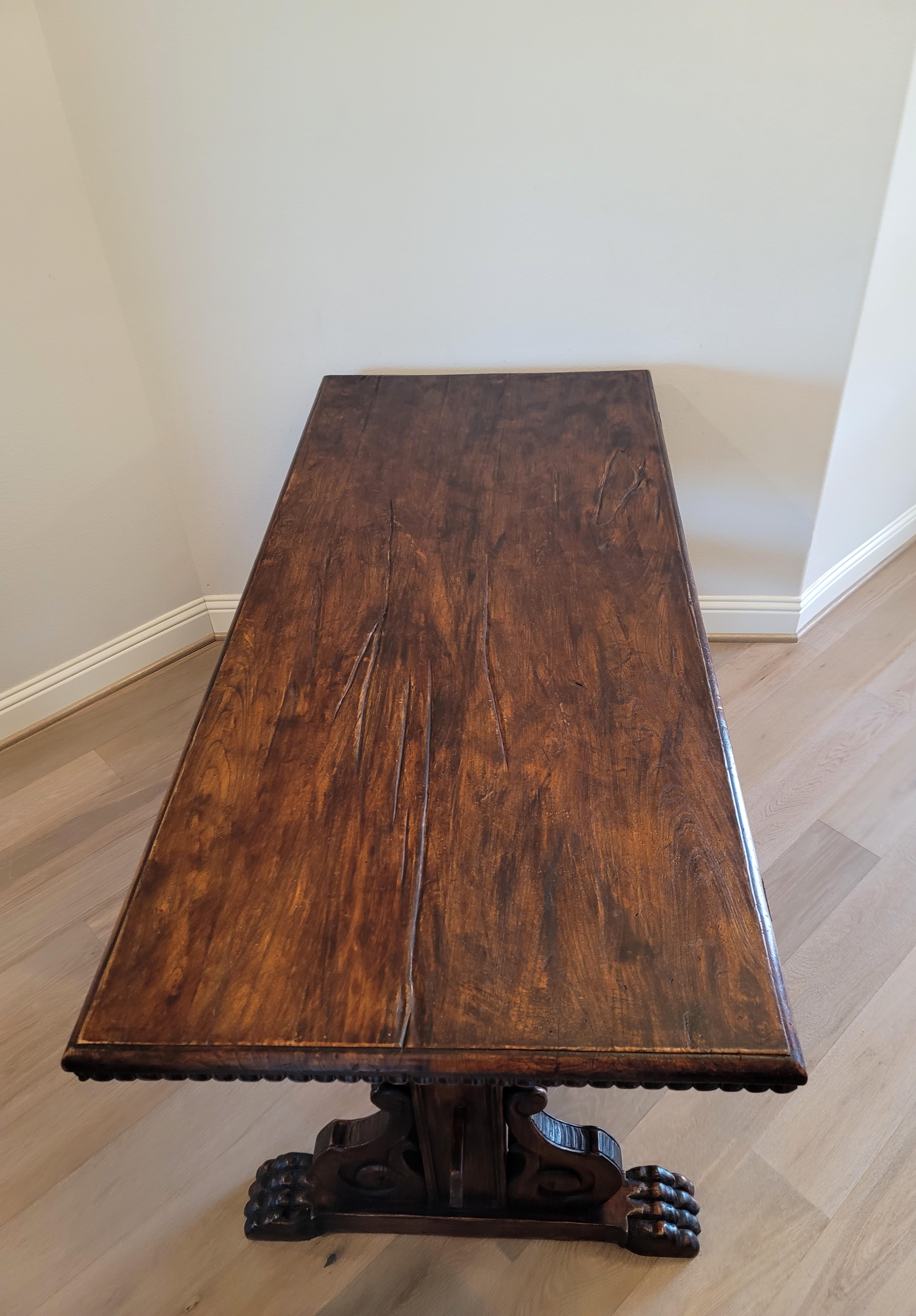 19th Century Portuguese Renaissance Revival Trestle Table For Sale 7