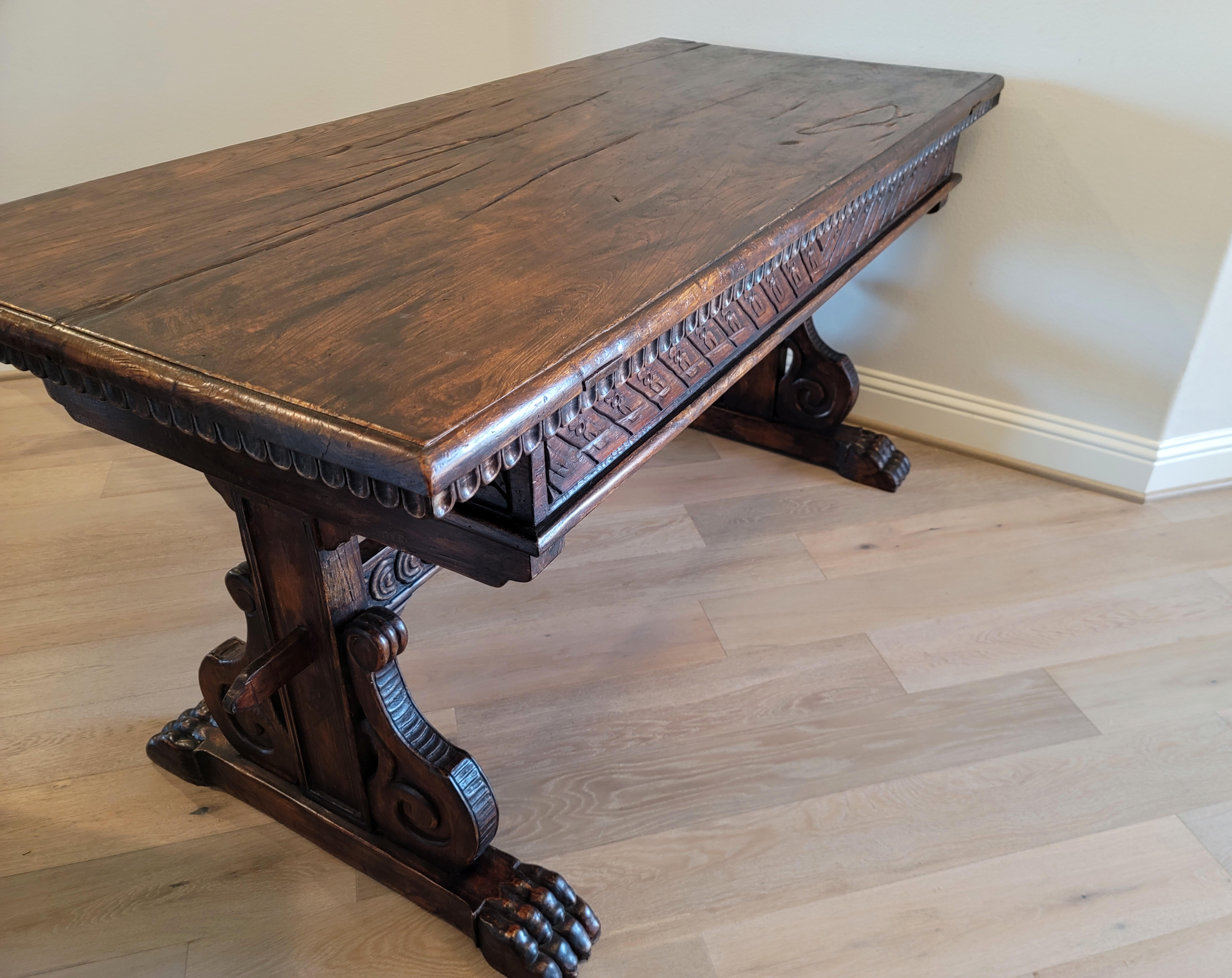 19th Century Portuguese Renaissance Revival Trestle Table For Sale 8