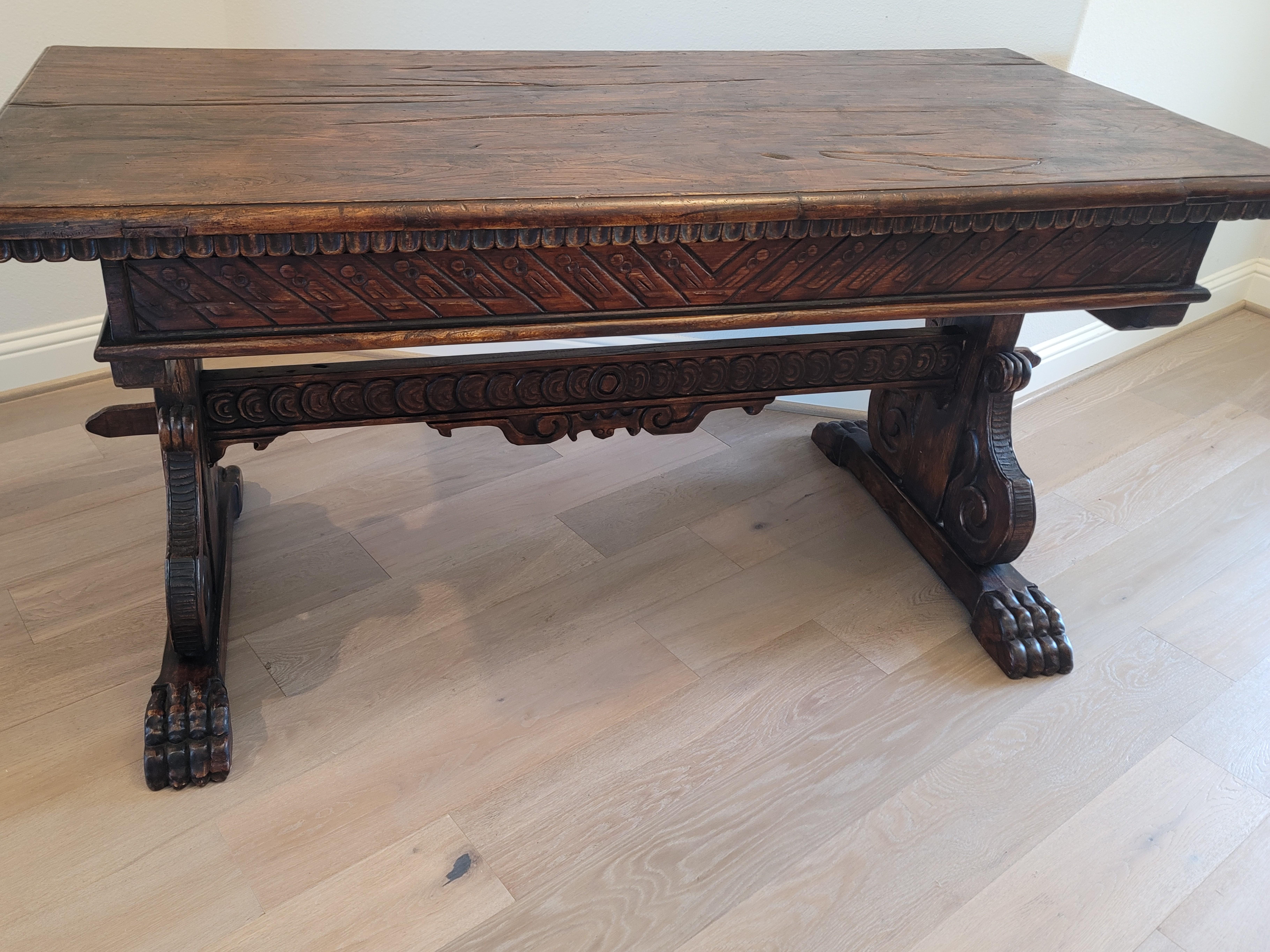 19th Century Portuguese Renaissance Revival Trestle Table For Sale 9