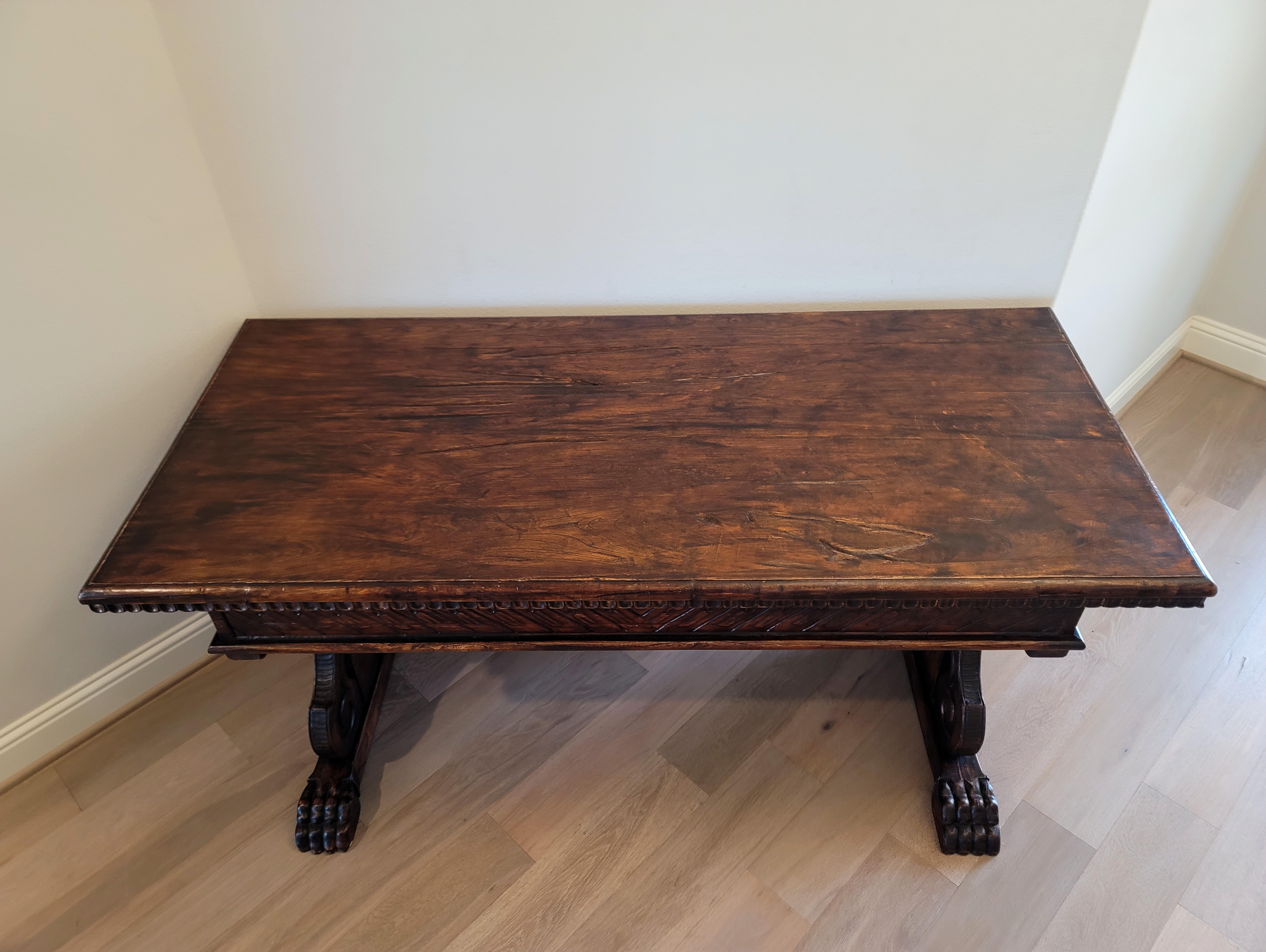 19th Century Portuguese Renaissance Revival Trestle Table For Sale 11