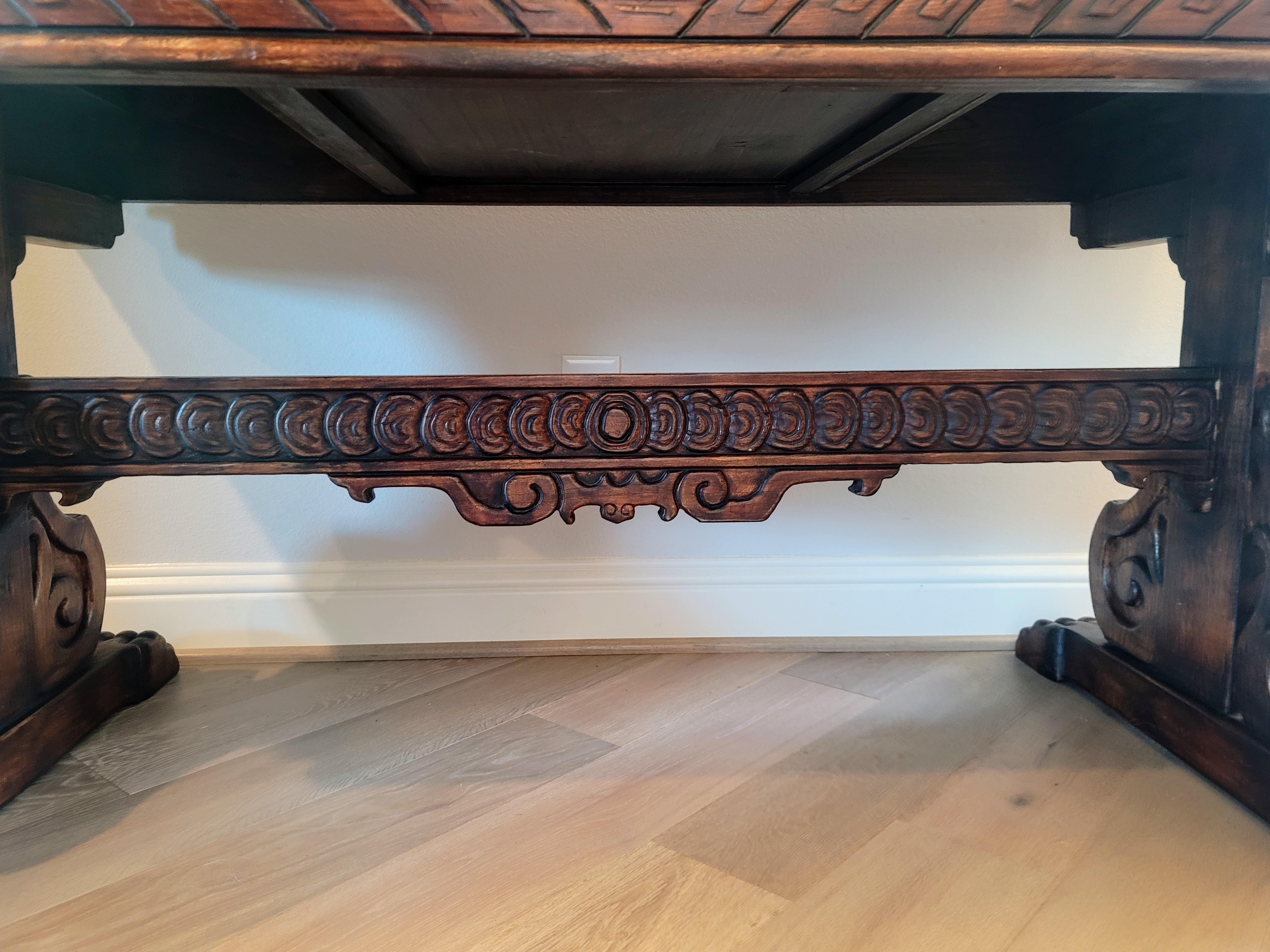 19th Century Portuguese Renaissance Revival Trestle Table For Sale 12