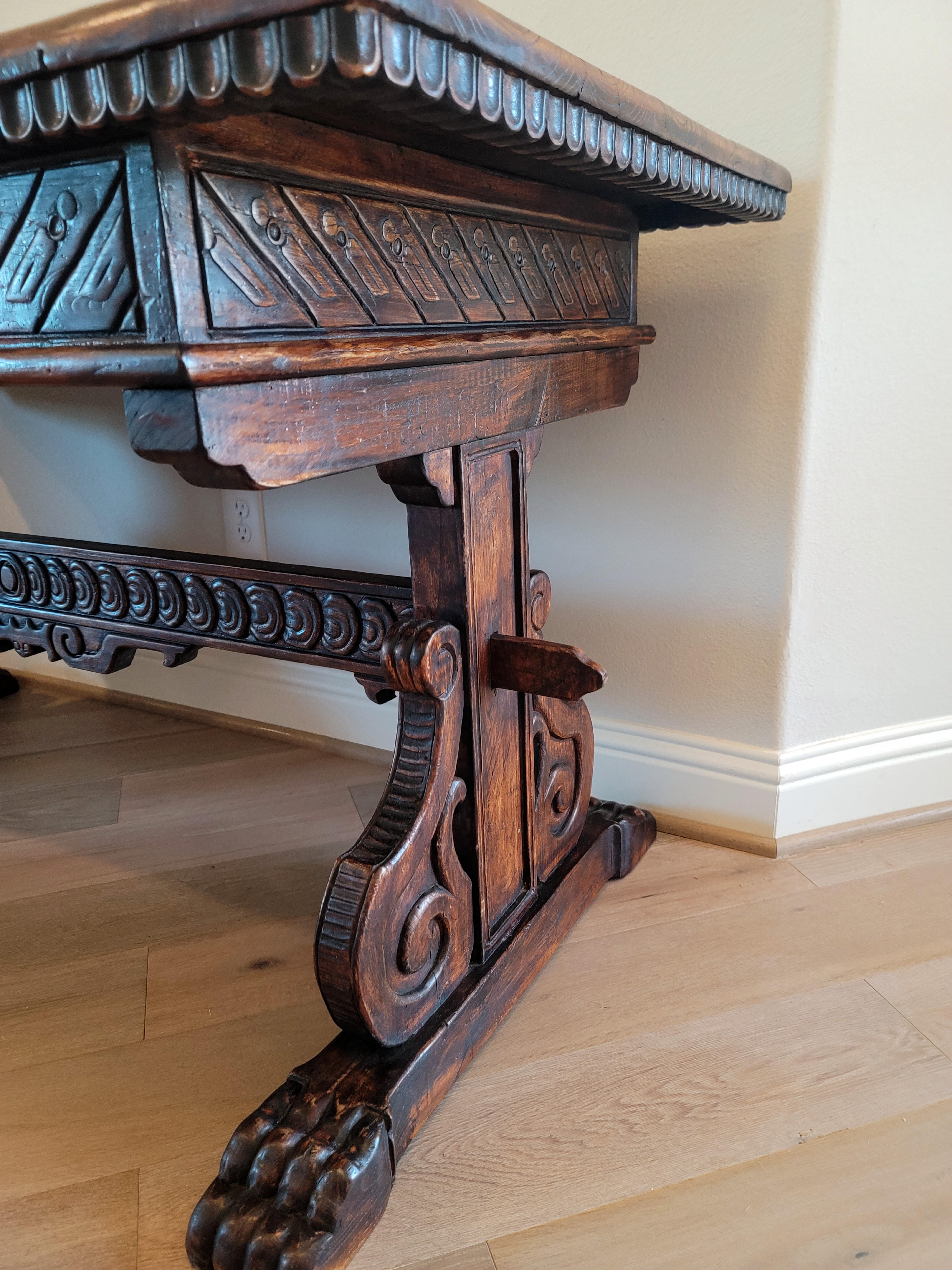 19th Century Portuguese Renaissance Revival Trestle Table For Sale 13