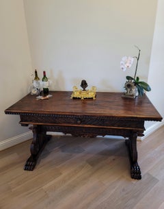 19th Century Portuguese Renaissance Revival Trestle Table