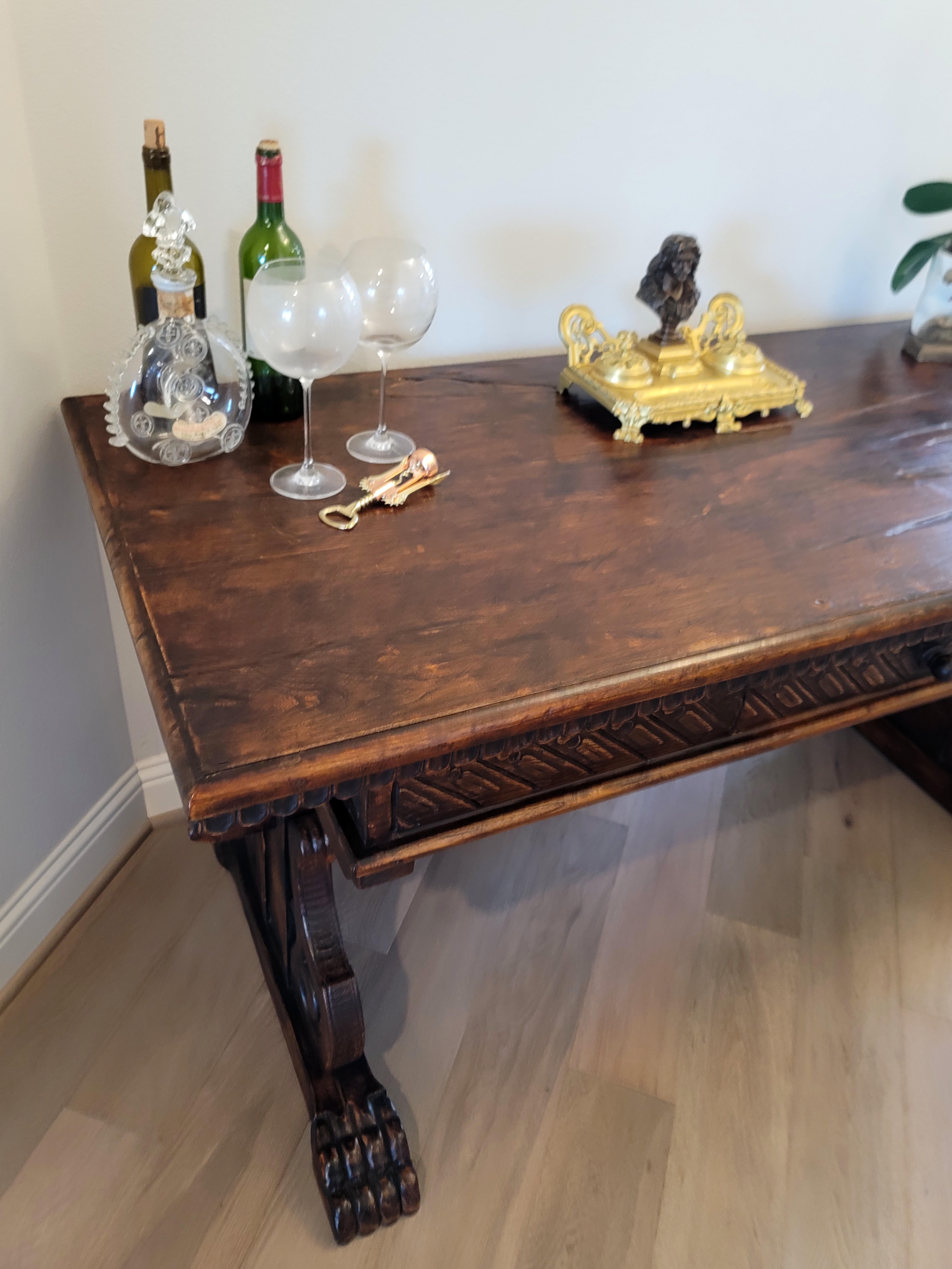 19th Century Portuguese Renaissance Revival Trestle Table In Good Condition For Sale In Forney, TX