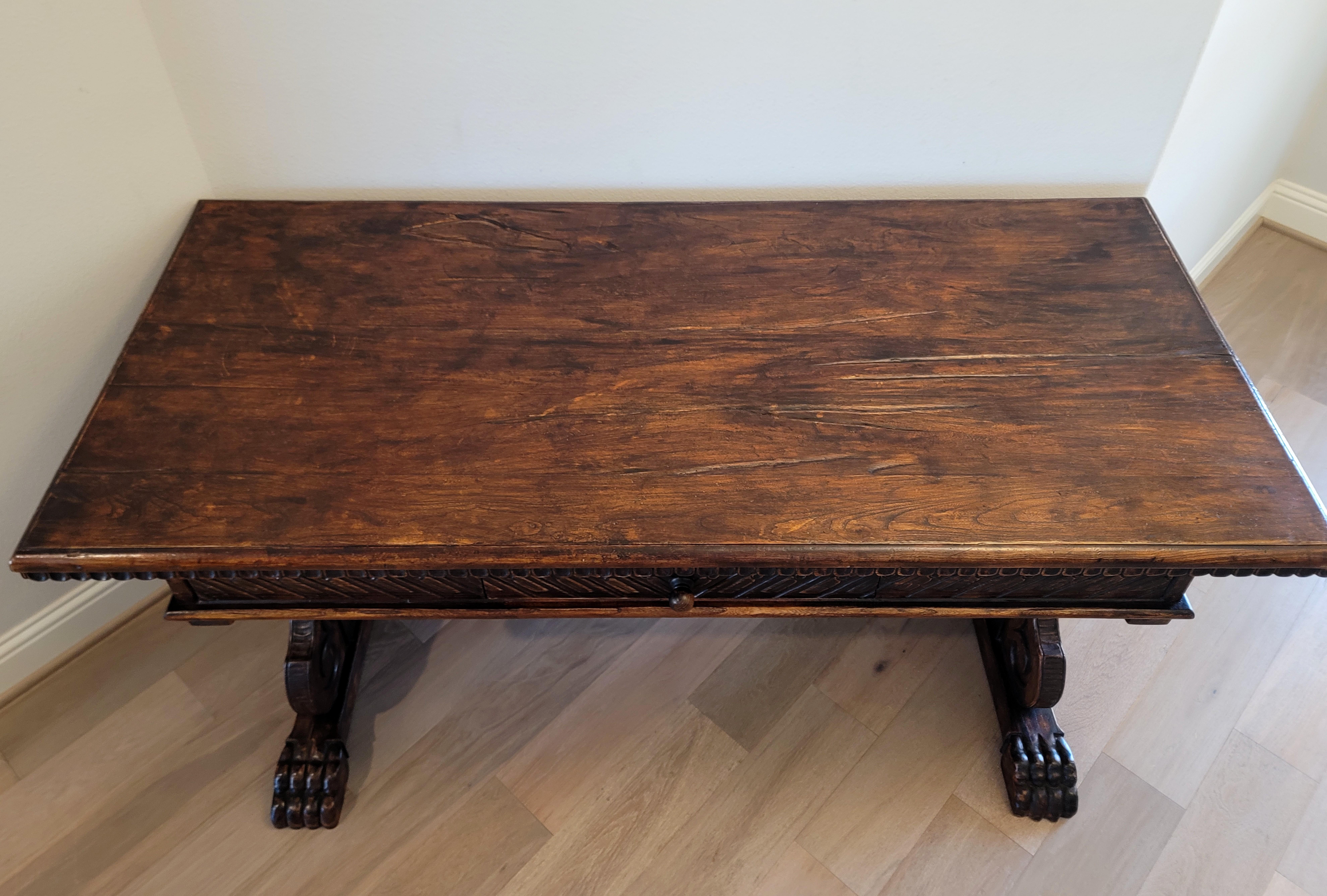 19th Century Portuguese Renaissance Revival Trestle Table For Sale 2