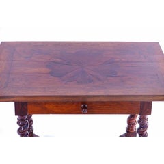 19th Century Portuguese Rosewood Table with Inlaid Flower