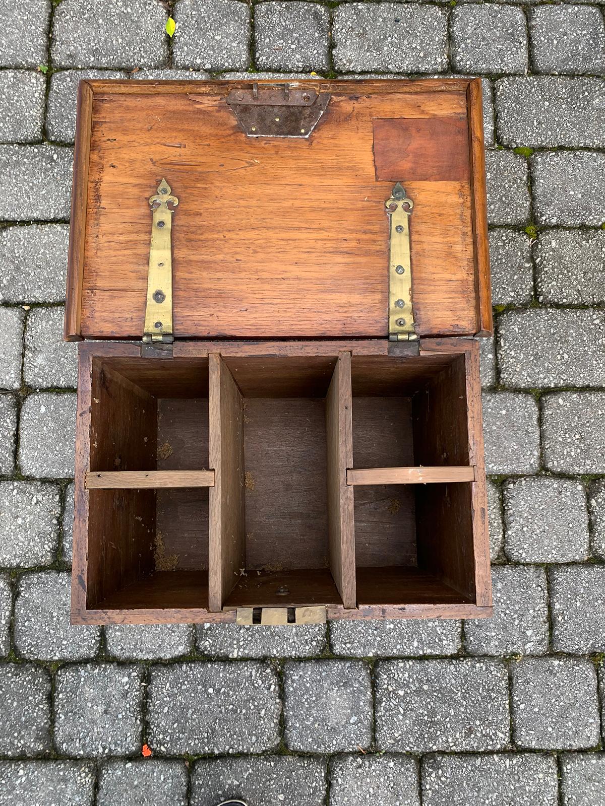 19th Century Portuguese/Spanish Colonial Brass Bound Box, Fitted as Cellarette  In Good Condition In Atlanta, GA