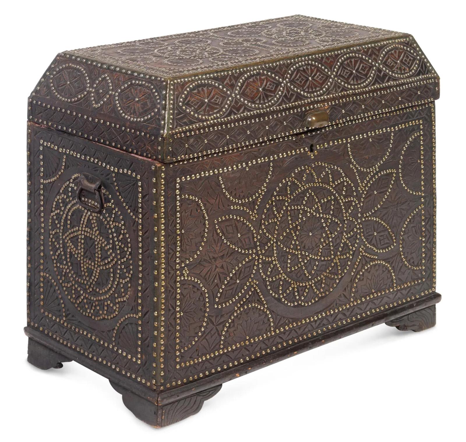 19th Century Portuguese Studded Walnut Chest For Sale 1