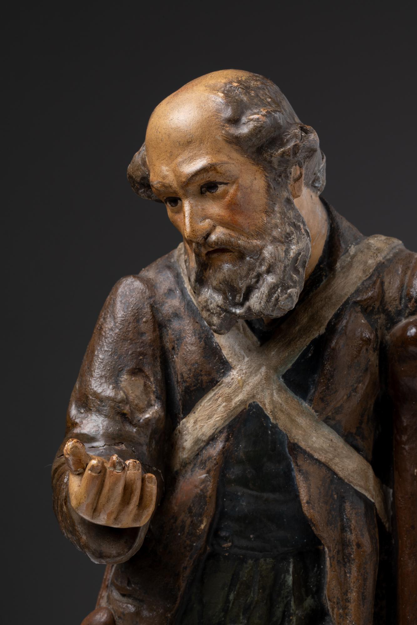 Terracotta Scultura portoghese in terracotta del XIX secolo raffigurante un mendicante in vendita