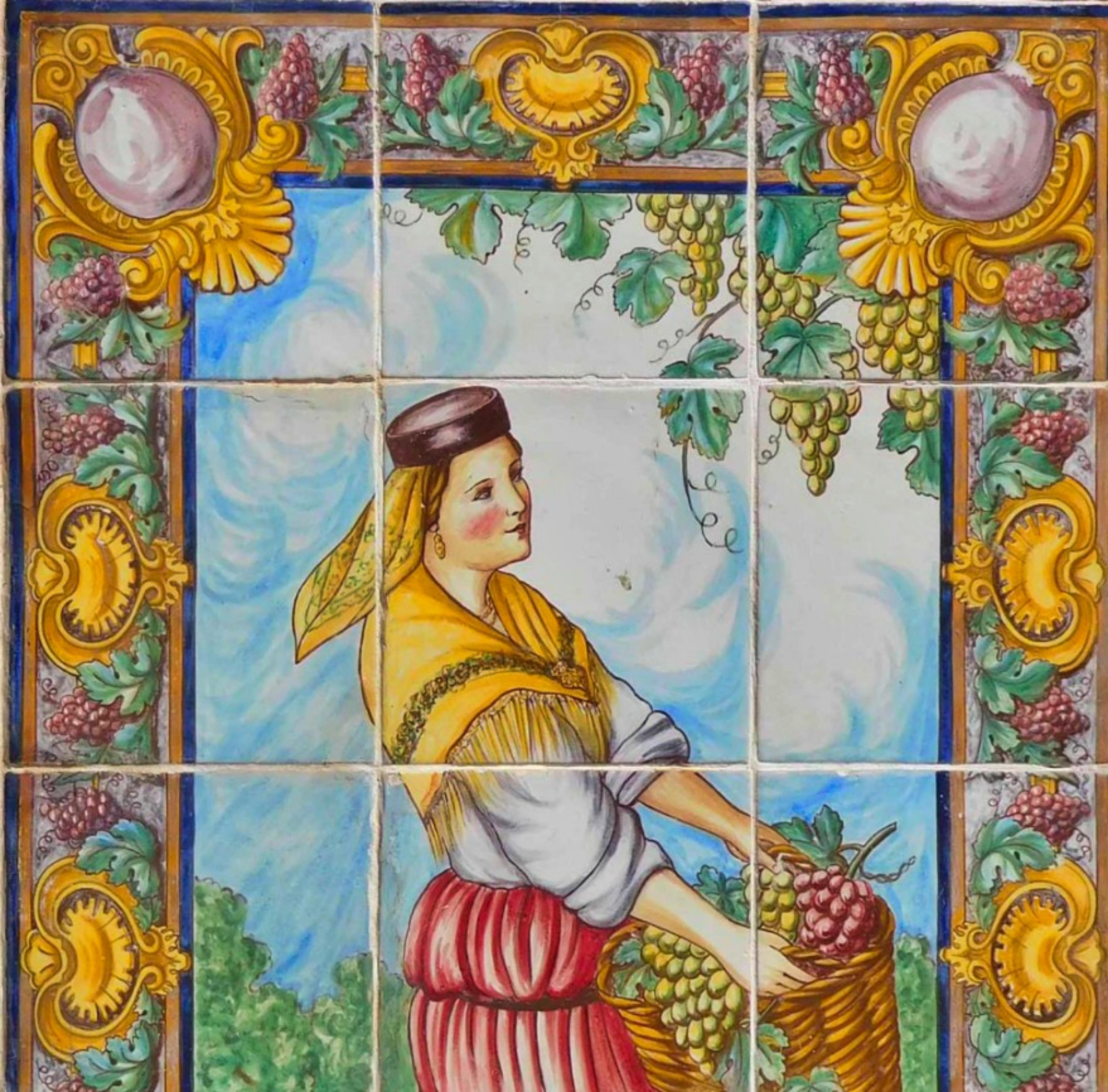 Portugiesische Kacheltafel „Sommer“ aus dem 19. Jahrhundert (Barock) im Angebot