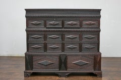 19th Century Portuguese Tramp Art Chest with Hidden Compartments and Lift Top