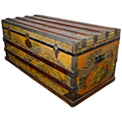 19th Century Portuguese Antique Travel Chest or Steamer Trunk