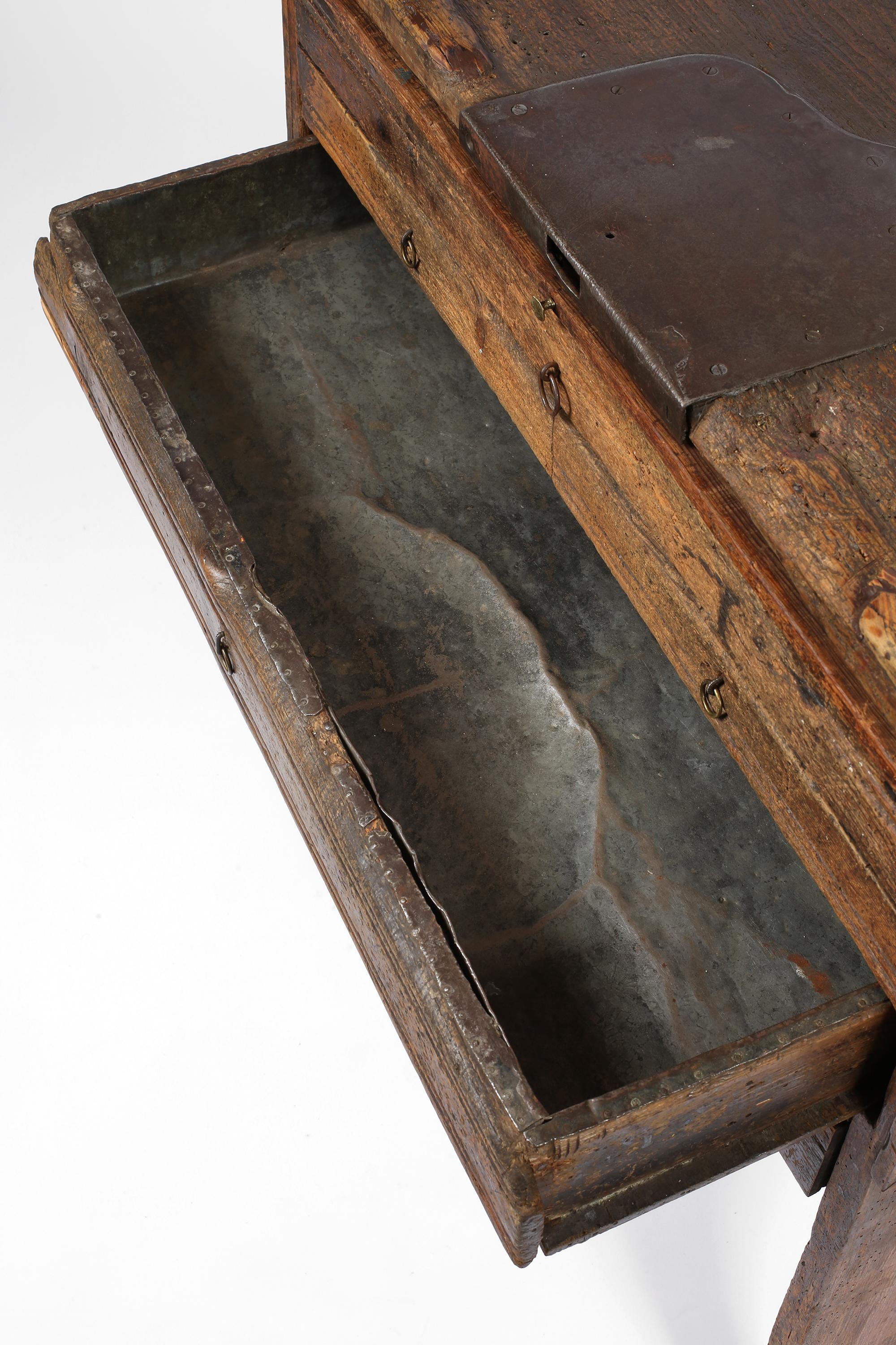 19th Century Portuguese Wabi-Sabi Rustic Goldsmiths Workbench For Sale 11