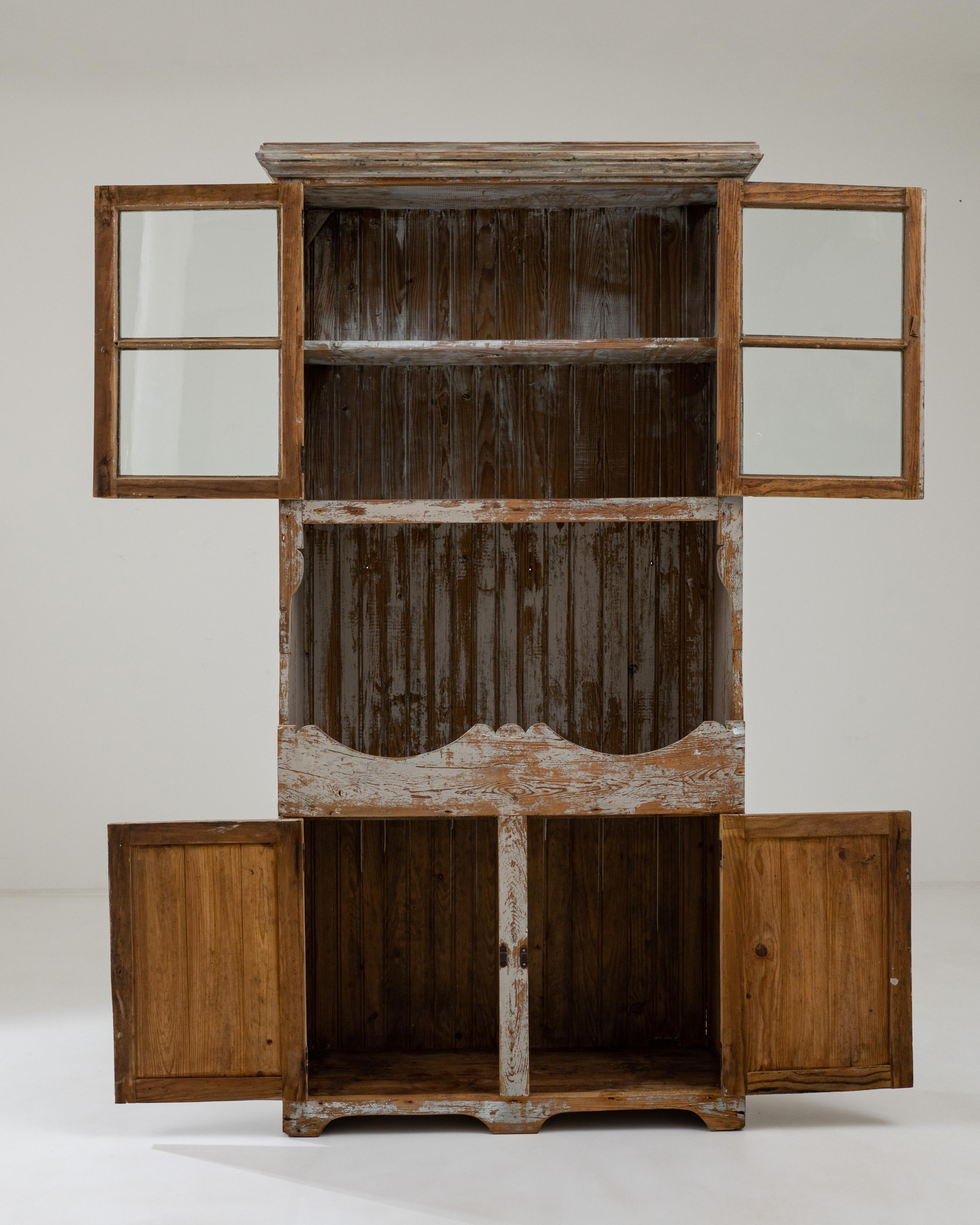 Rustic 19th Century Portuguese Wooden Vitrine 