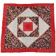 Used 19th Century Postage Stamp Saw Tooth Diamond Quilt