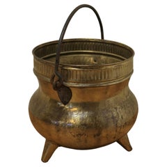 Antique 19th Century Pot Belly, Brass Coal Bucket on Feet