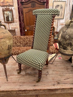19th Century Prayer Chair in Schumacher with Spiral Supports