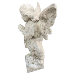19th Century Praying Angel in Cararra Marble Italy