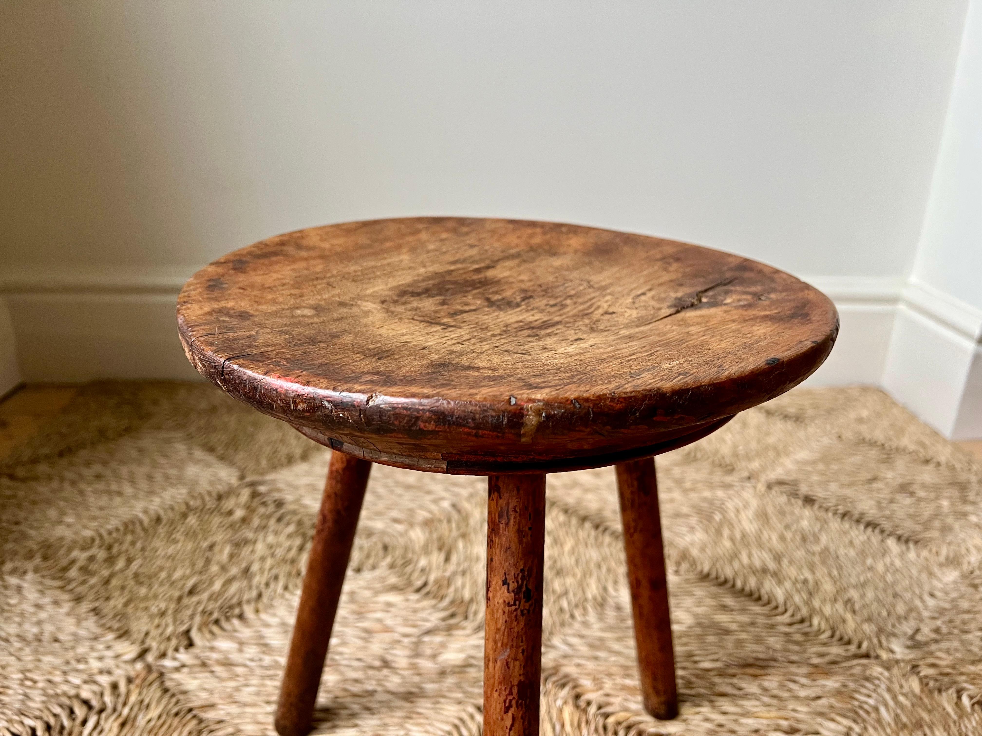 19th century primitive antique Welsh dairy stool For Sale 5