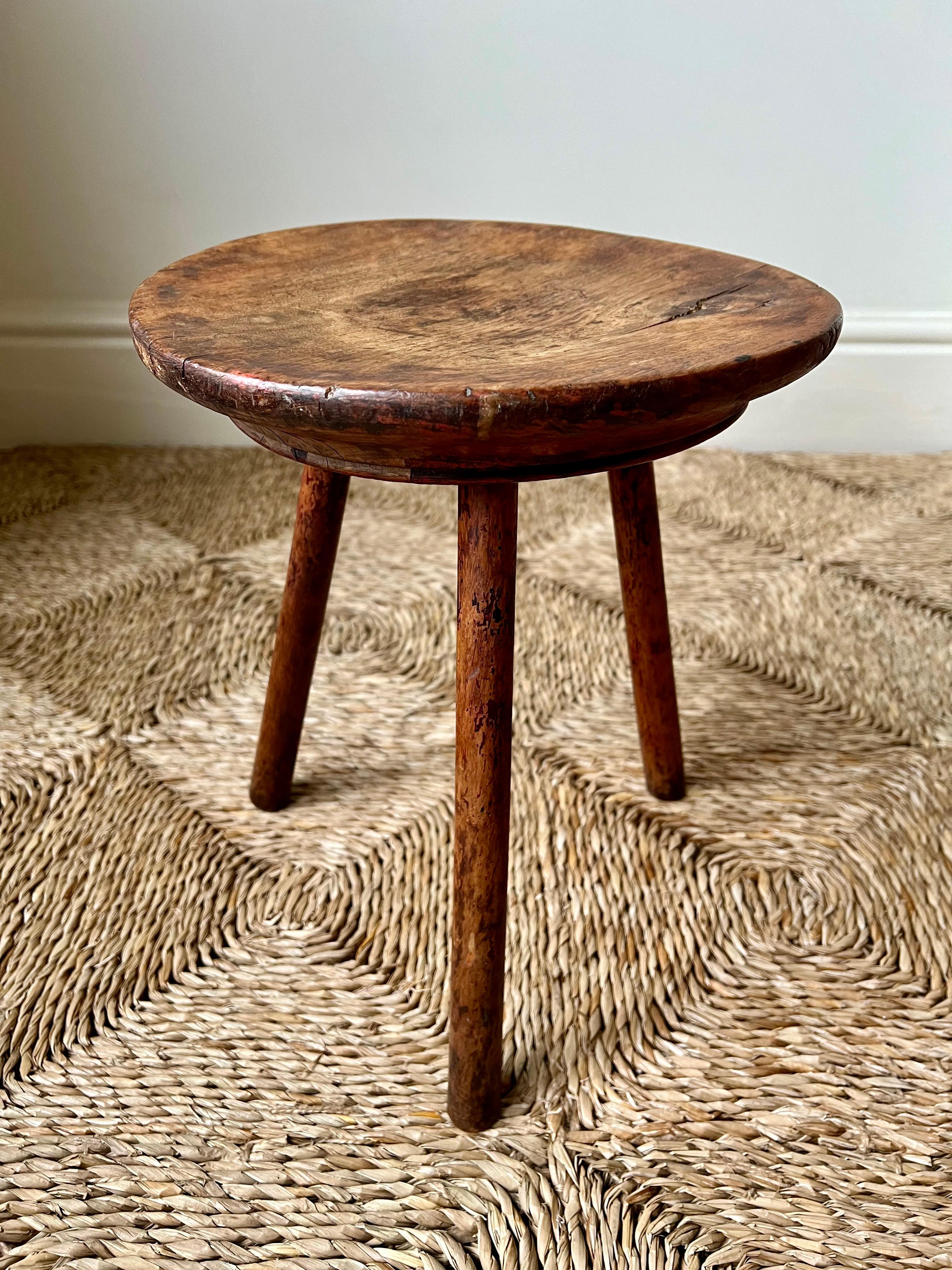 19th century primitive antique Welsh dairy stool For Sale 6