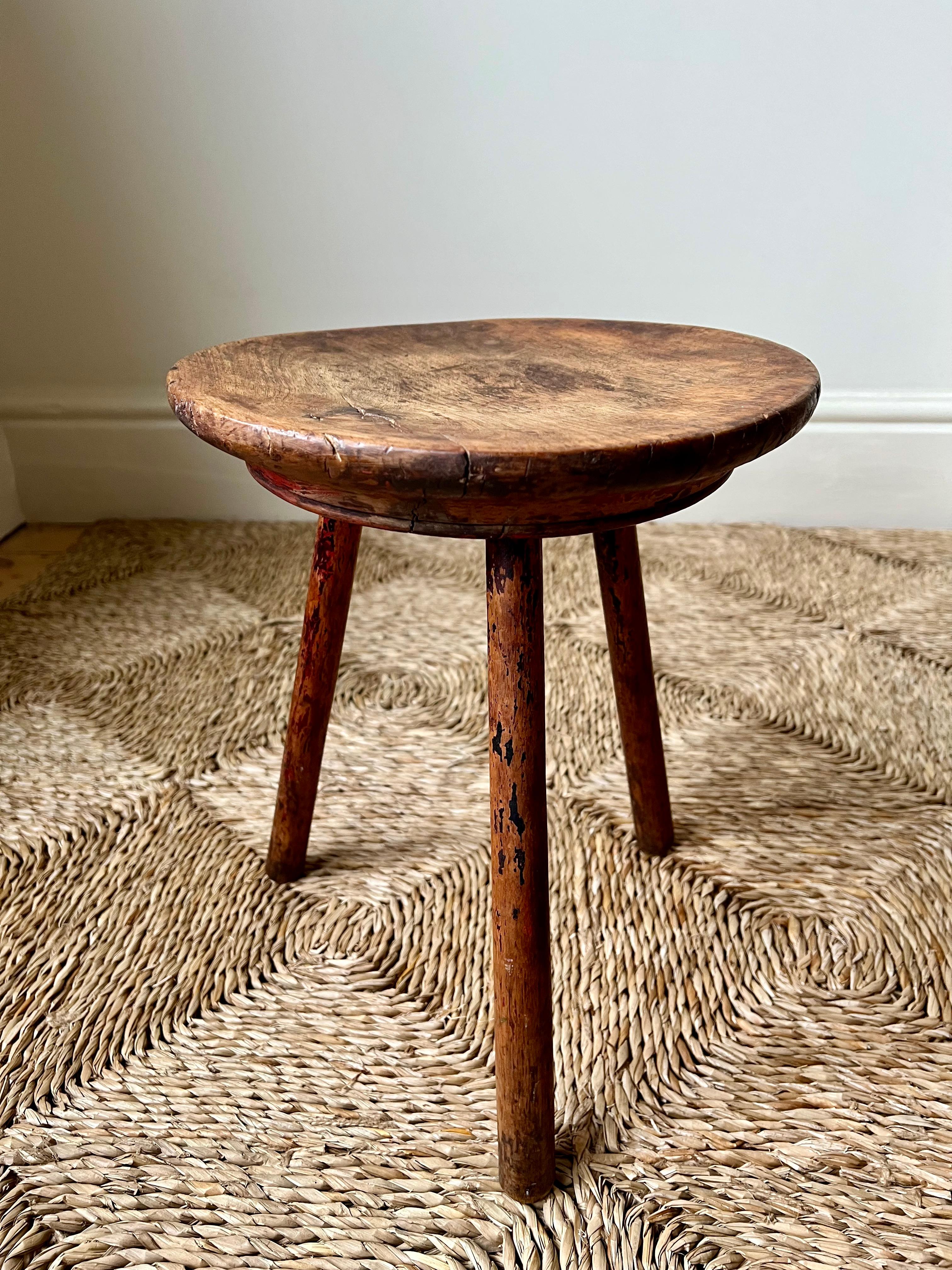 19th century primitive antique Welsh dairy stool For Sale 7