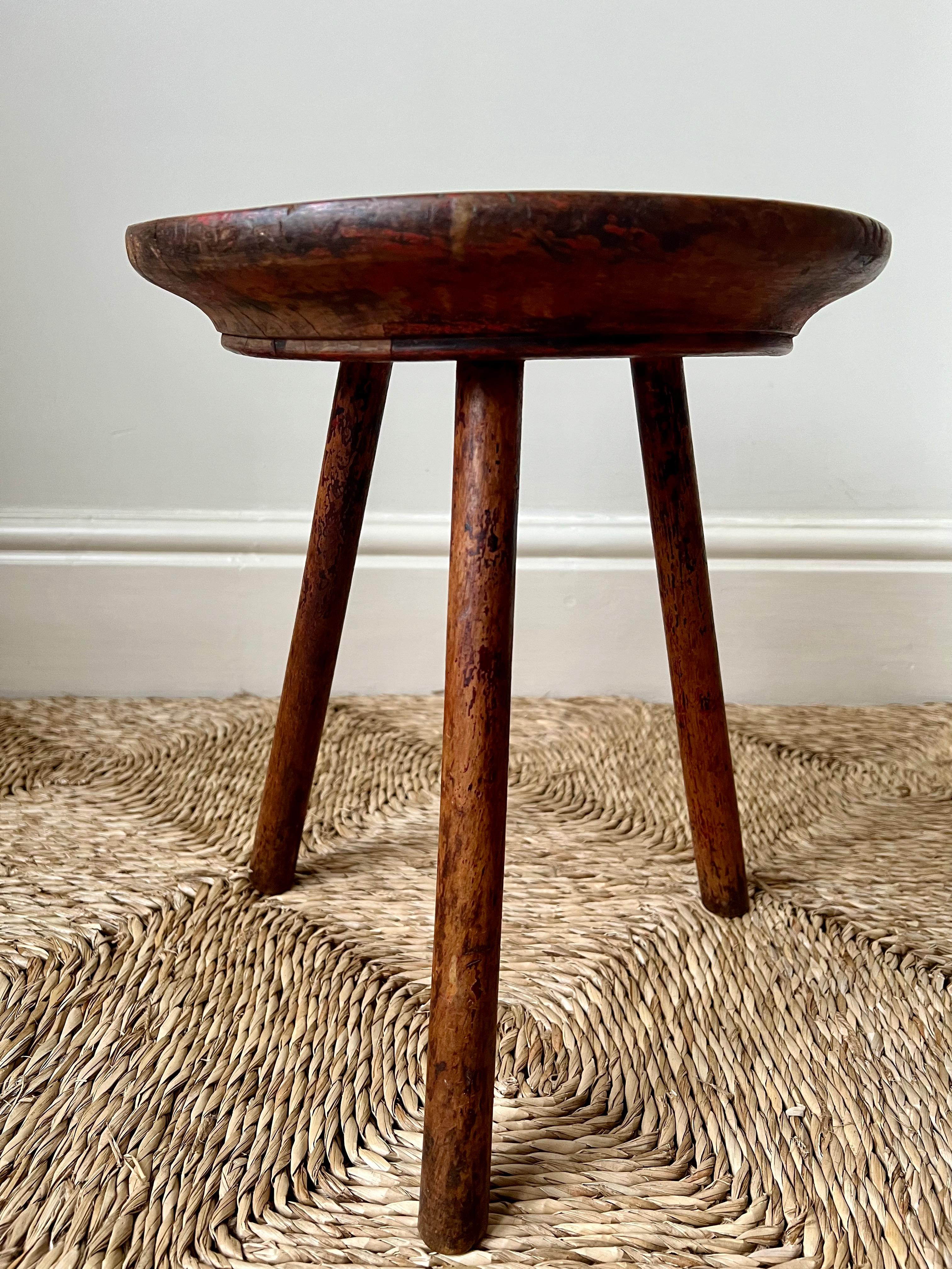 19th century primitive antique Welsh dairy stool For Sale 3