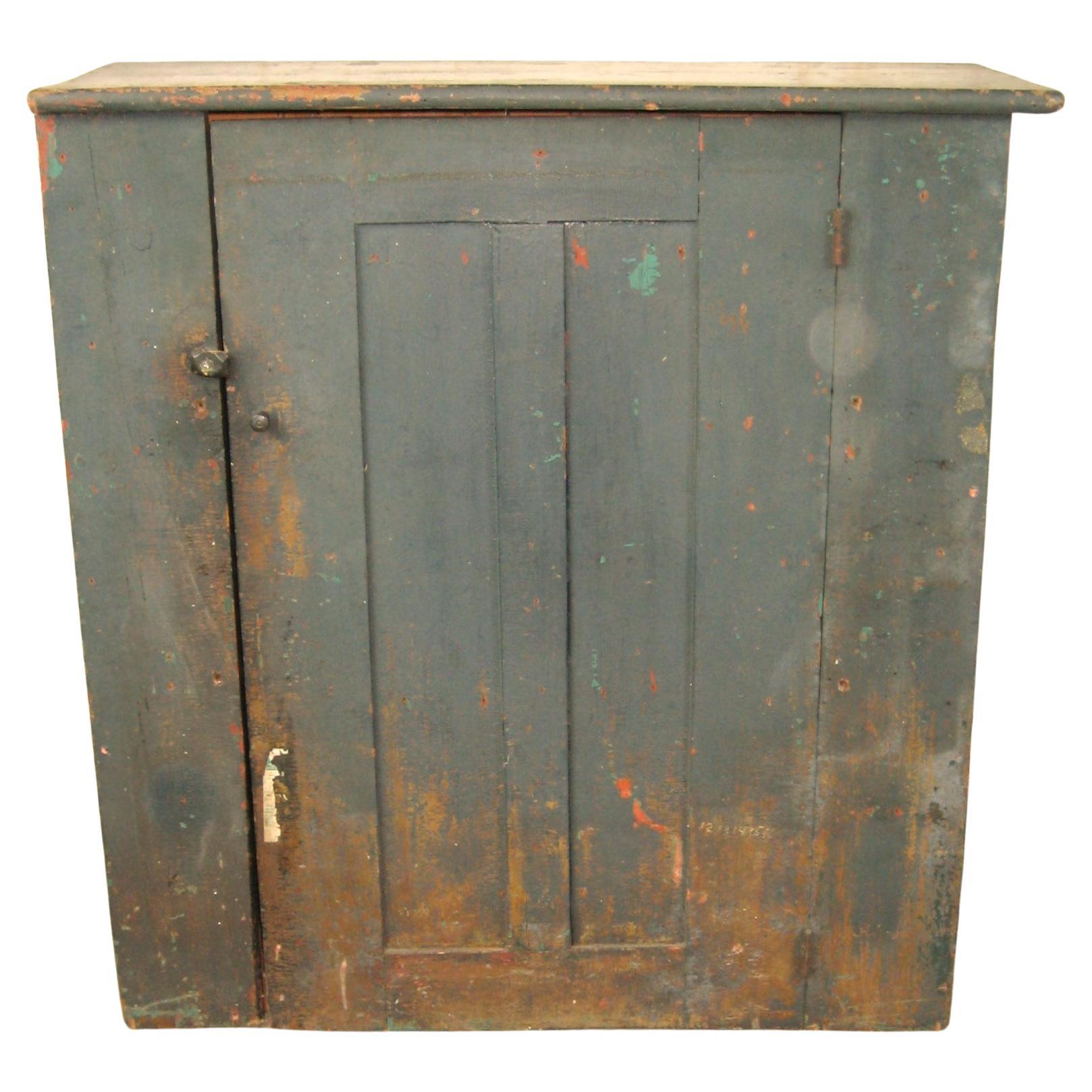 Credenza rustica blu a 1 anta del XIX secolo