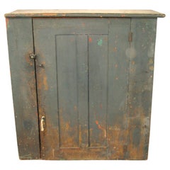 19th Century Rustic Blue 1 Door Farm Cupboard