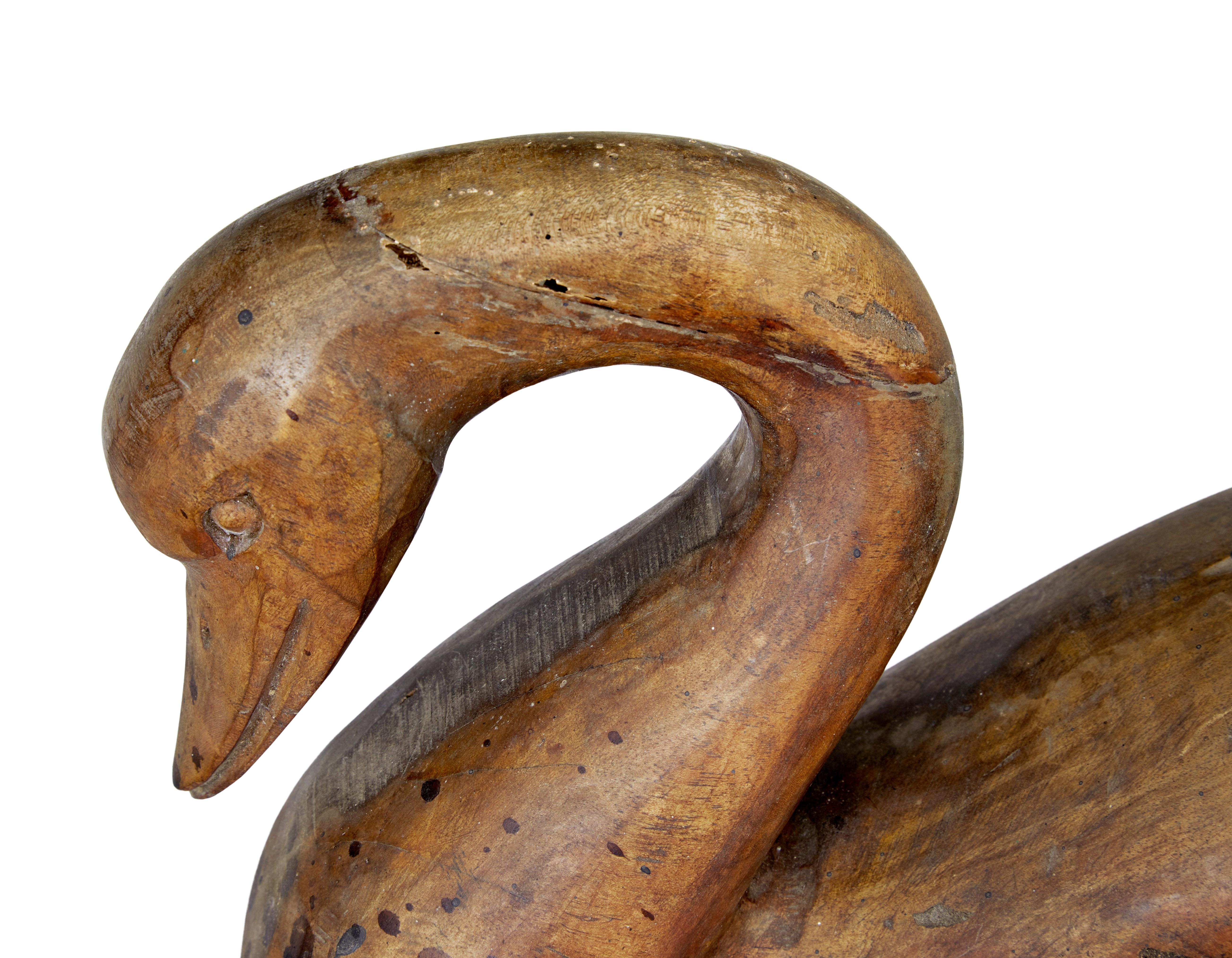 Wood 19th Century Primitive Carved Swan