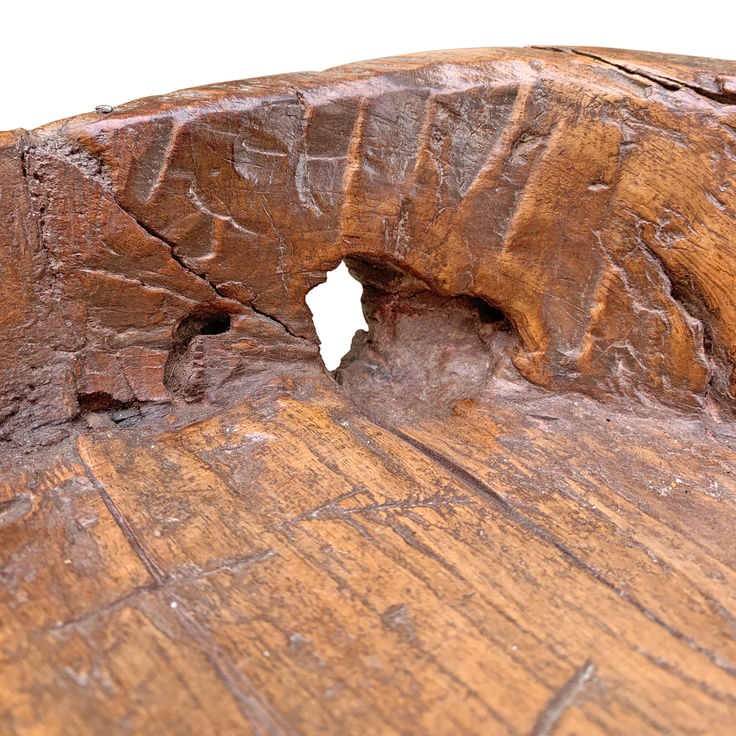 19th Century Primitive Carved Wood Bowl For Sale 3