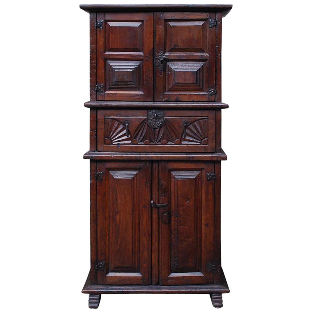 19th Century Rustic Chestnut Wood Cabinet For Sale