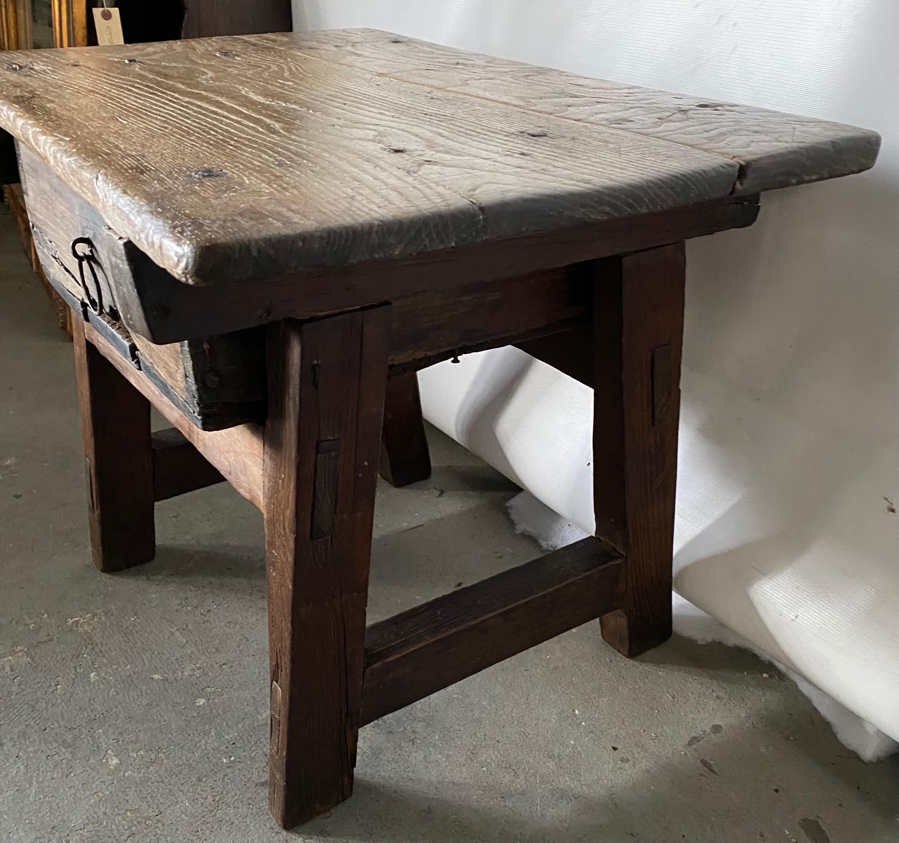 Hand-Crafted 19th Century Rustic Country Work Table