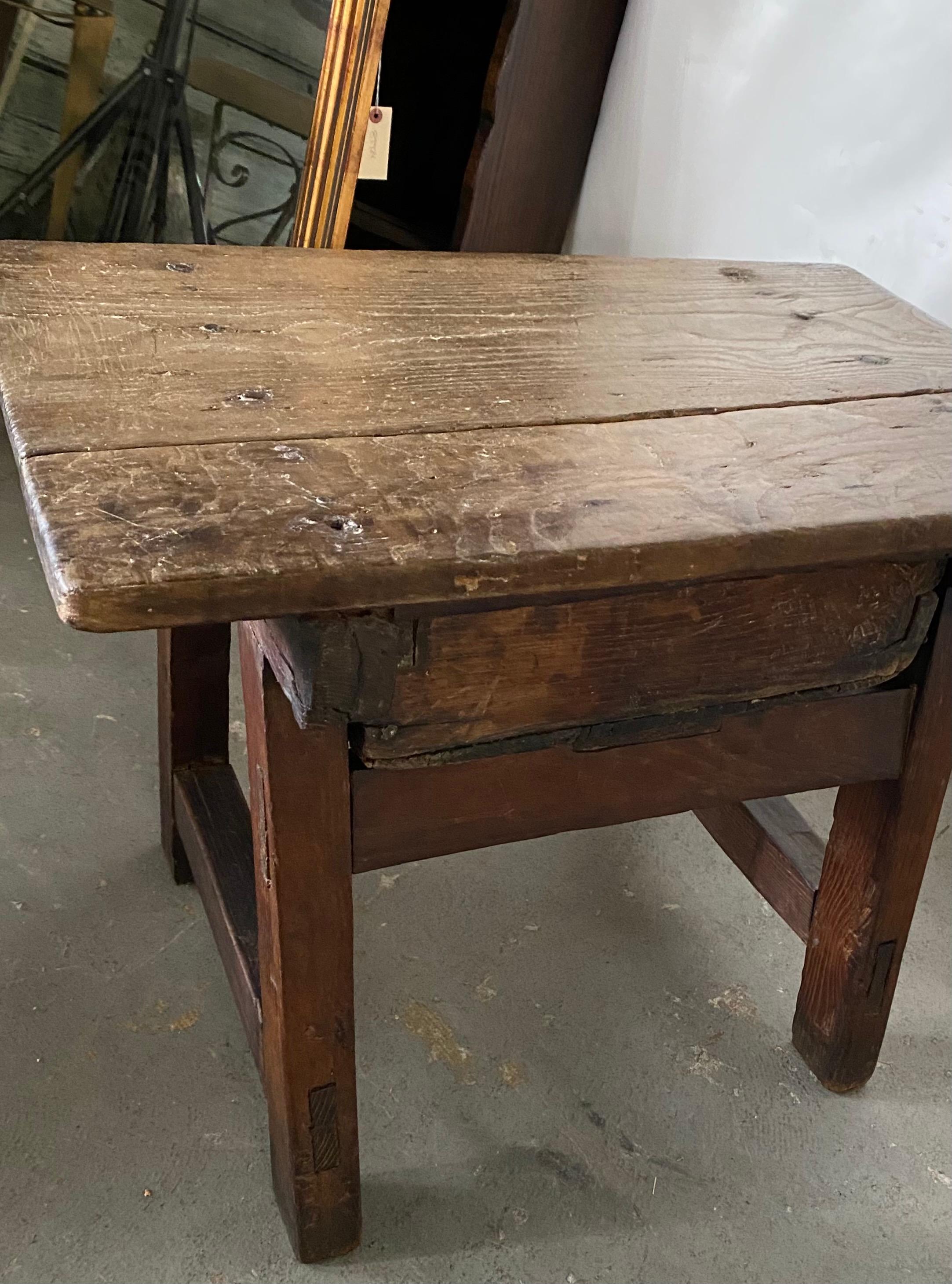 Wood 19th Century Rustic Country Work Table