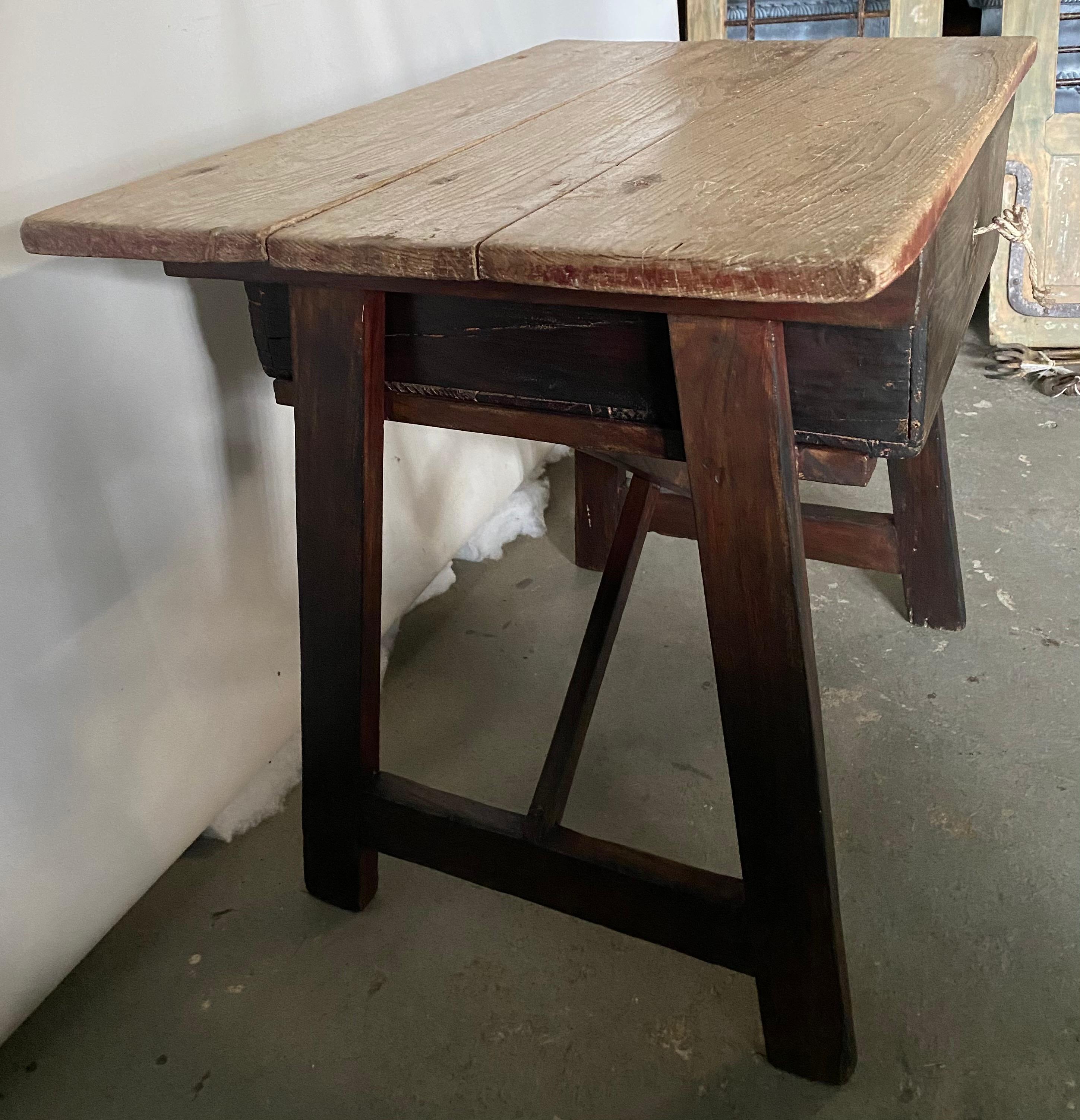 19th Century Rustic Country Work Table For Sale 1
