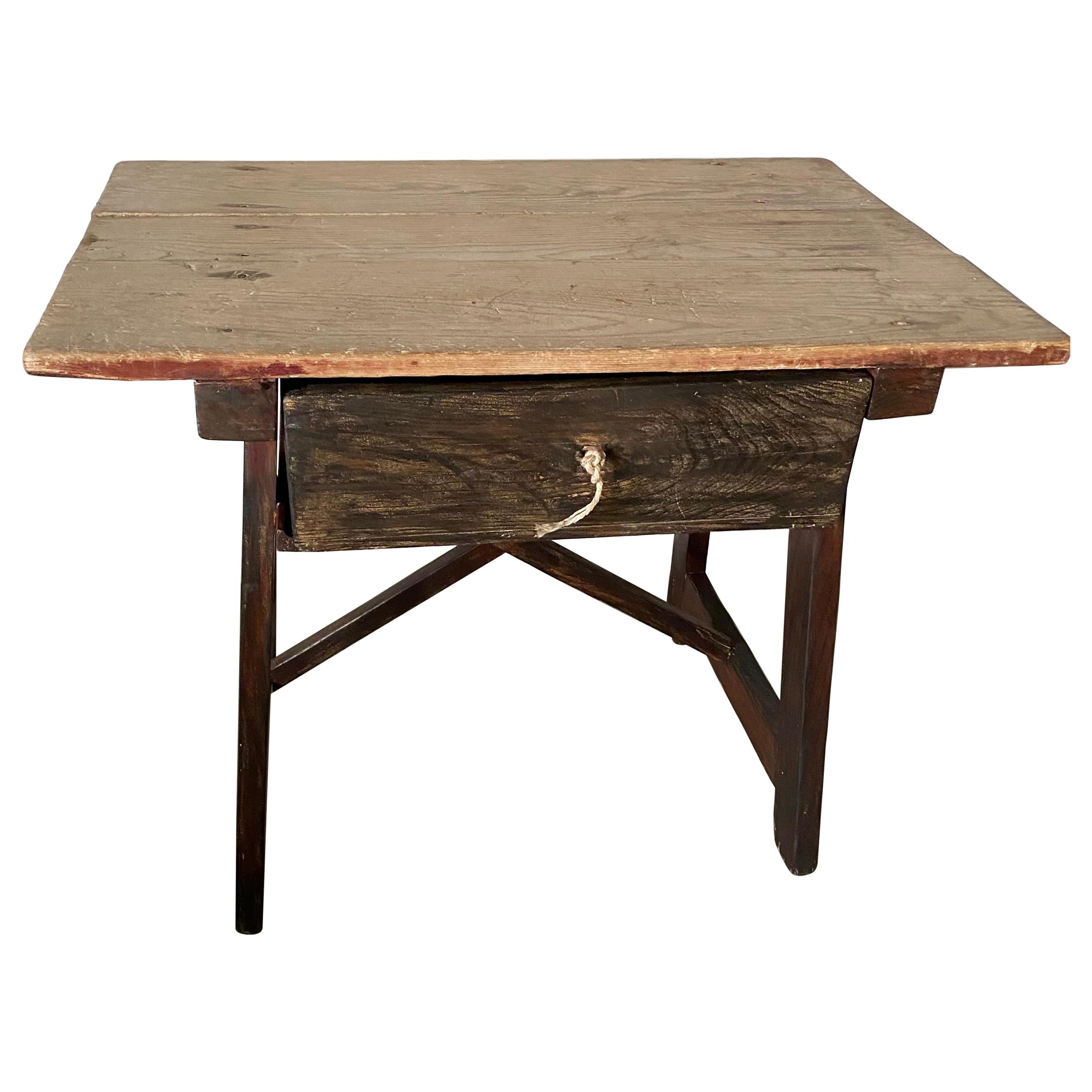 19th Century Rustic Country Work Table For Sale