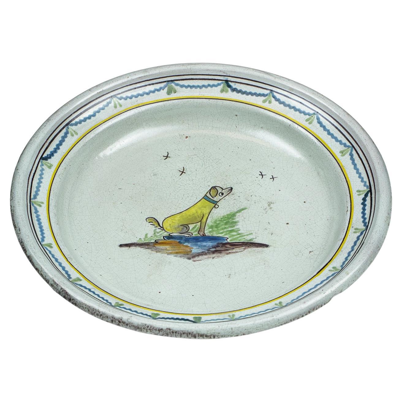 19th Century Primitive Dog Plate