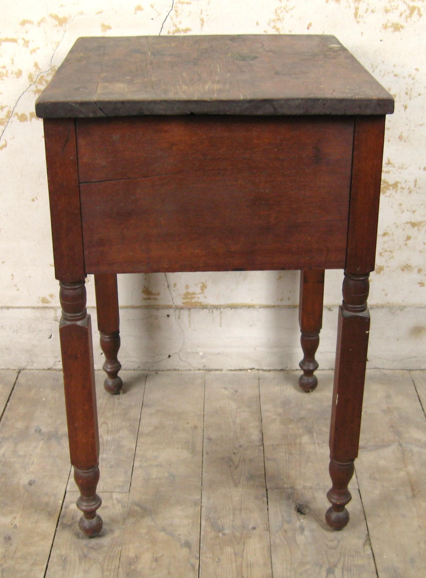 Hand-Crafted 19th Century primitive Farm 2 Draw work table with New York leg For Sale
