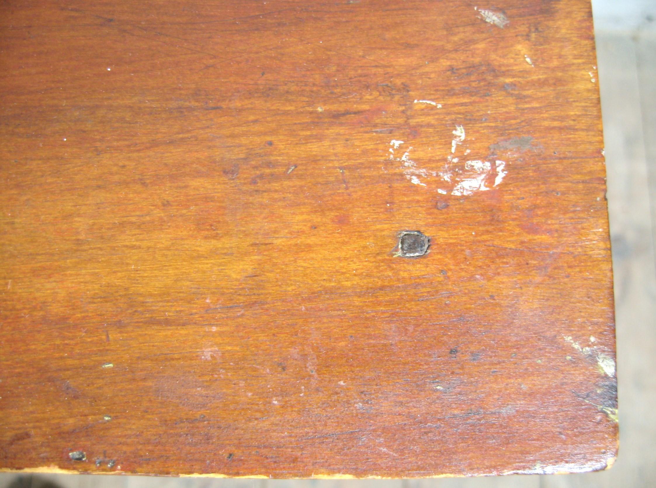 Hand-Crafted 19th Century primitive Farm work 1 Drew table with Tapered leg For Sale