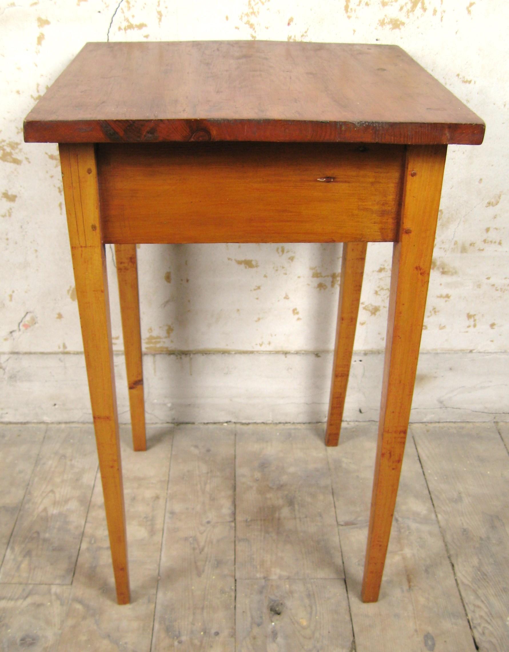 19th Century primitive Farm work 1 Drew table with Tapered leg For Sale 1