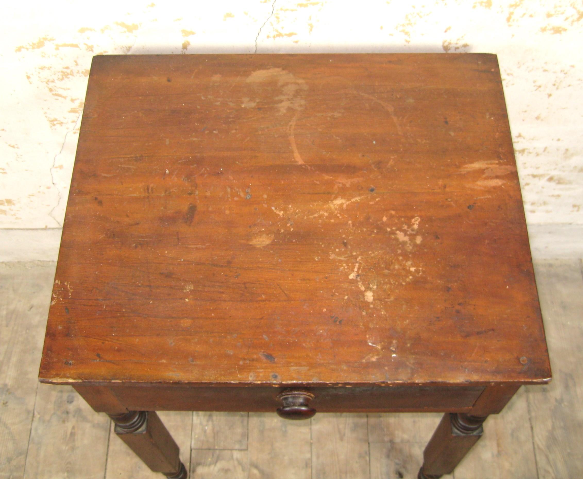 Primitive 19th Century primitive Farm work table with New York leg For Sale