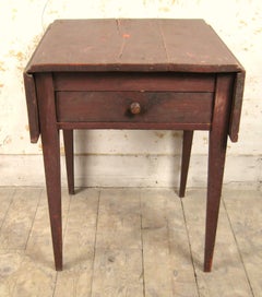 19th Century Primitive Farm work Drop leaf table with Tapered Leg