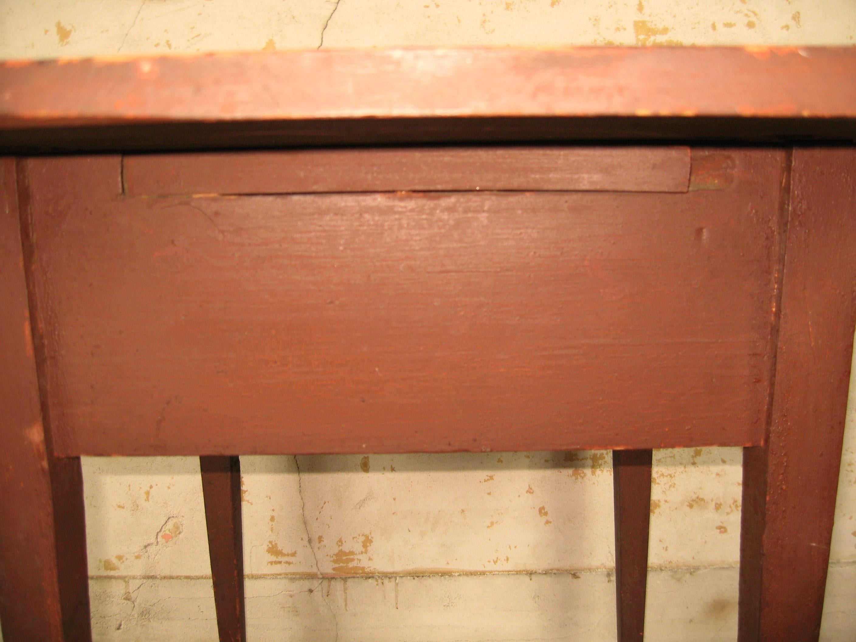 Hardwood 19th Century Primitive Farm workDrop leaf table with Tapered Leg