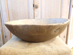 19th Century primitive Folk Art Wooden bowl with original paint dated 1874