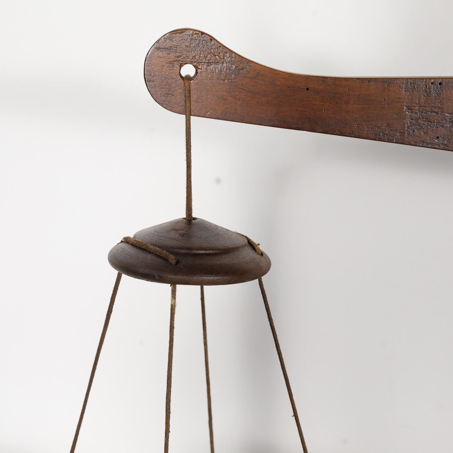 19th Century Primitive French Walnut Balance Scales 1