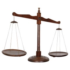 19th Century Primitive French Walnut Balance Scales