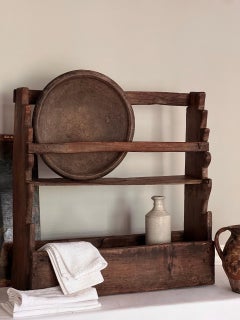19th Century Primitive Handcrafted Two-Tier Wooden Countertop Shelf