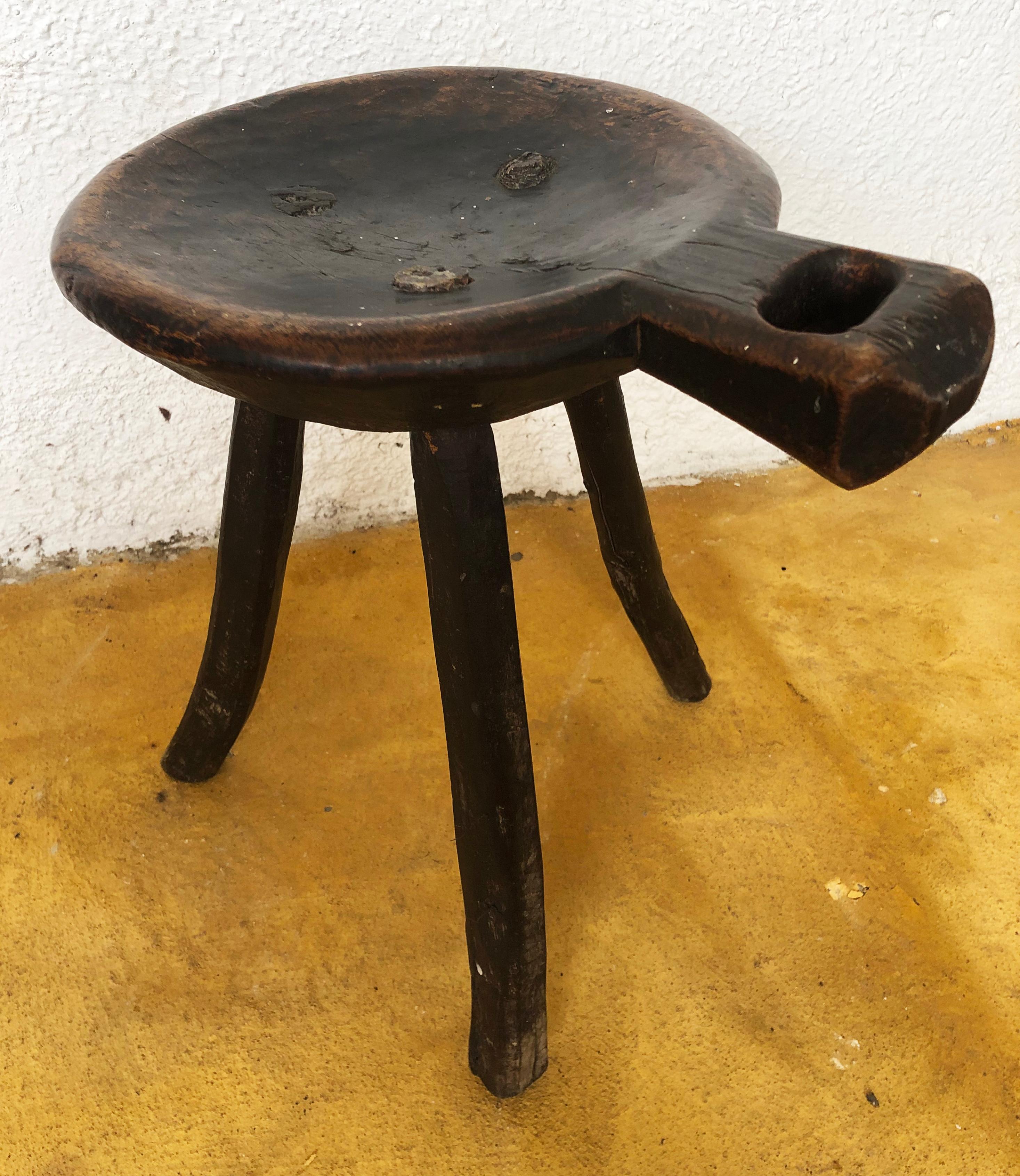 Rustic 19th Century Primitive Mexican High Milking Stool