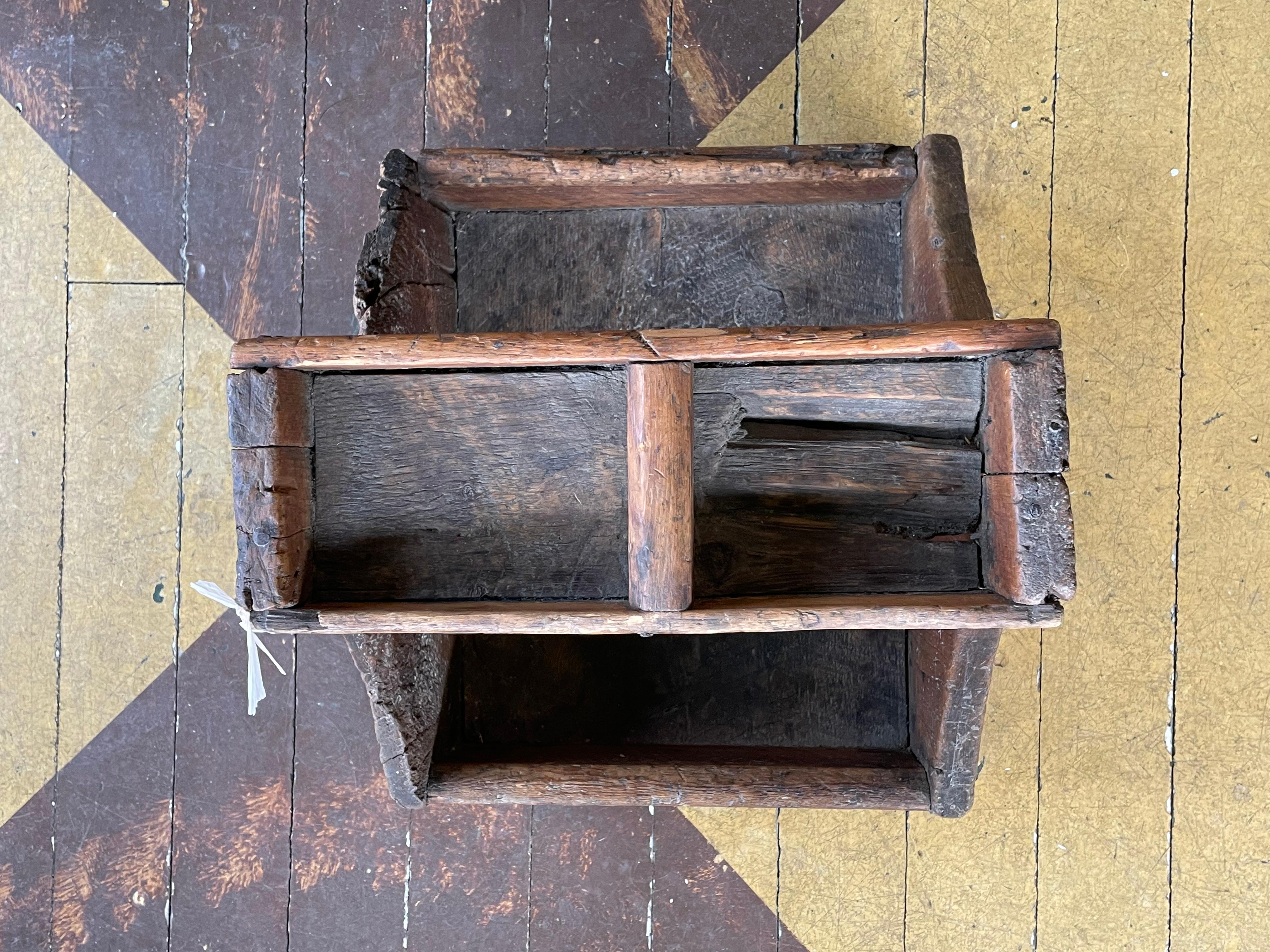 Wonderful Canadian pine Farrier's Tray dating back to the 19th century, with light brown patina. Used originally for carrying tools for shoeing and modifying hooves for Canadian horses. We love repurposing it for corralling newspapers and magazines.