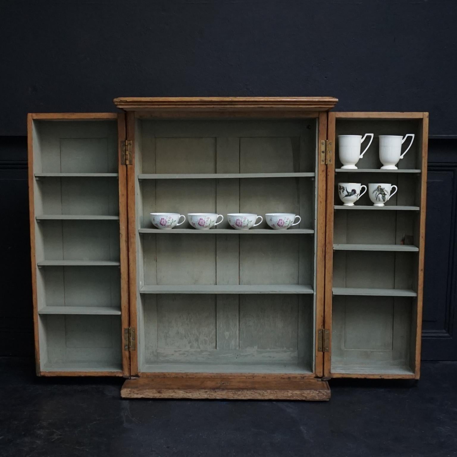 19th Century Primitive Pine Wood Counter Cabinet with Two Deep Swinging Doors 2